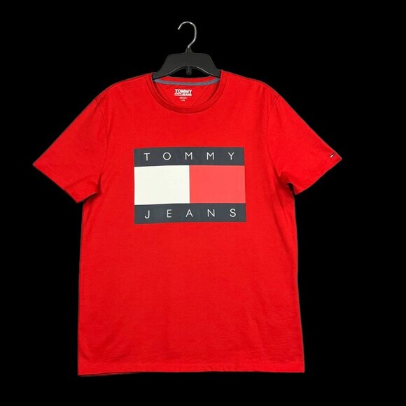 Tommy Hilfiger Men’s Cotton Flag T-Shirt Size M–XL Red -Multi Short Sleeve - Picture 2 of 10